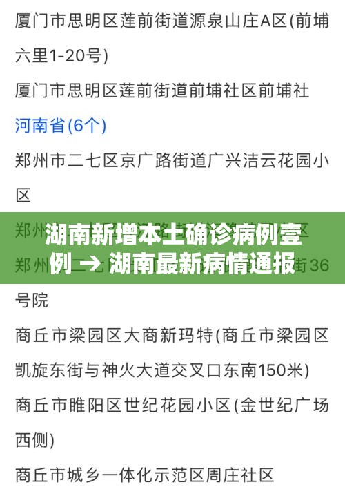 湖南新增本土确诊病例壹例 → 湖南最新病情通报 湖南新增本土确诊病例壹例 → 湖南最新病情通报