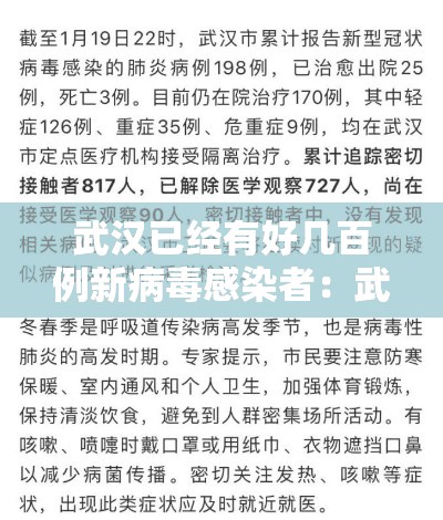 武汉已经有好几百例新病毒感染者：武汉已经有好几百例新病毒感染者了